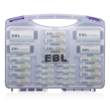 Imagem de Estojo de armazenamento para organizador de baterias EBL roxo com 12 A