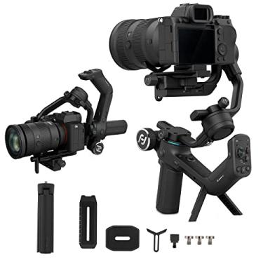 Imagem de FeiyuTech Estabilizador de câmera SCORP-C, gimbal portátil de 3 eixos para câmeras DSLR e mirrorless para Sony/Canon/Panasonic, Lumix/Nikon/Fujifilm, apoio traseiro inferior de até 2,5 kg de carga útil com tripé