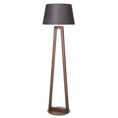 Imagem de Luminária de Chão Join 170cm Madeira Imbuia Cúpula Preta Madelustre, B