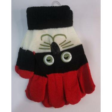 Imagem de Luva Infantil de Frio Inverno Gatinha 4 A 8 Anos - HHW, Preto