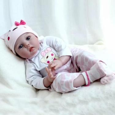 Imagem de Boneca Reborn Baby Doll Kdudgso Realistic 55 cm com roupas e acessório