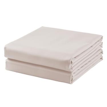 Imagem de Pacote com 2 lençóis Queen de algodão, lençol de cima 100% algodão egípcio 600 fios, fresco e respirável, resistente a rugas, desbotamento e manchas (pacote com 2)