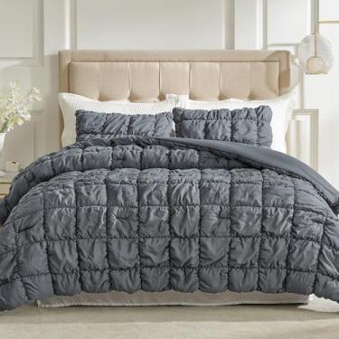 Imagem de Amélie Home Conjunto de edredom Queen, cinza, leve, para todas as estações, 3 peças, conjunto de cama com edredom e fronhas
