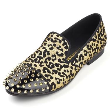 Imagem de Harpelunde Sapato social masculino com estampa de leopardo com glitter e lantejoulas, Dourado, 46
