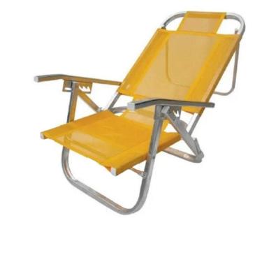 Imagem de Cadeira De Praia Reclinável Amarela Copacabana Cad0401