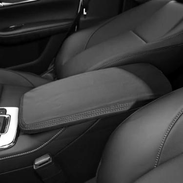 Imagem de DEYTOP Capa de console central para Mazda CX30 2020-2025 acessórios capa de apoio de braço de carro para Mazda CX30 acessórios protetor de braço de couro anti-arranhões (preto com pontos pretos)