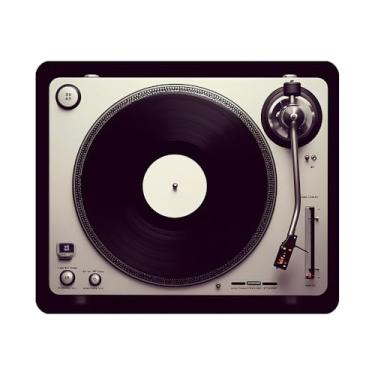 Imagem de Nicokee Mouse pad para jogos Toca-discos velho bonito tocando uma faixa de vinil preto vista superior vintage processamento cruzado tapete de mouse de borracha antiderrapante para computadores,