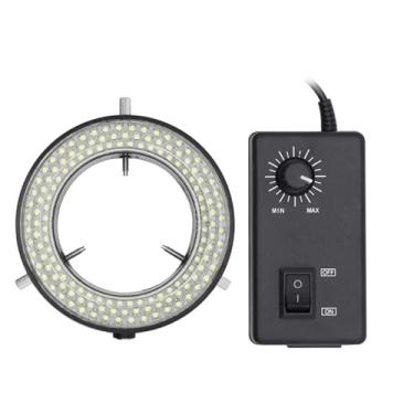 Imagem de DIYPHONE Anel de iluminação ajustável para microscópio 144 LED, fonte de lâmpada de microscópio para câmera de microscópio estéreo industrial, preto