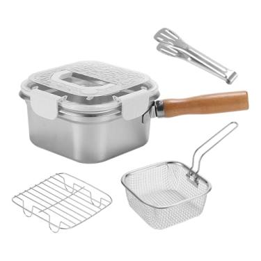 Imagem de KiBcsLic Pote quadrado para fritadeira pequena com tampa e recipientes para armazenamento de alimentos para batatas fritas, Branco