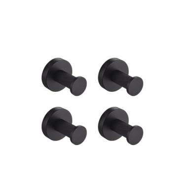 Imagem de Suporte para toalhas de mão de parede, suporte para papel higiênico, ganchos para toalhas, acessórios opcionais para banheiro, kit com 4 ganchos individuais, latão preto fosco
