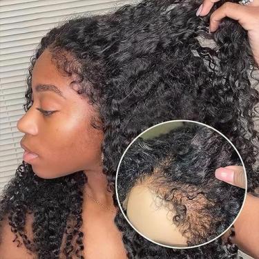 Imagem de Perucas frontais de renda FACMOOD 4C Edges Kinky Curly Human Hair 20 p