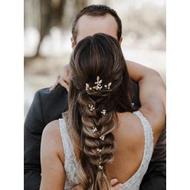 Imagem de Acessórios de cabelo SWEETV Bride Hair Pins Pearl Leaf Vintage