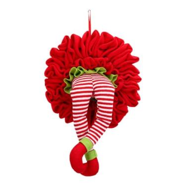 Imagem de Esquirla Decoração de árvore de Natal com perna de elfo, guirlanda pendente, porta da frente, enfeite de parede para decoração de ano novo, lareira e jardim, Pernas Vermelhas