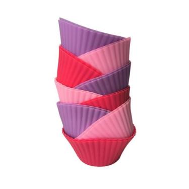 Imagem de Kit 6 Formas de Silicone Cupcake Antiaderente Redonda Mini Docinhos Bo