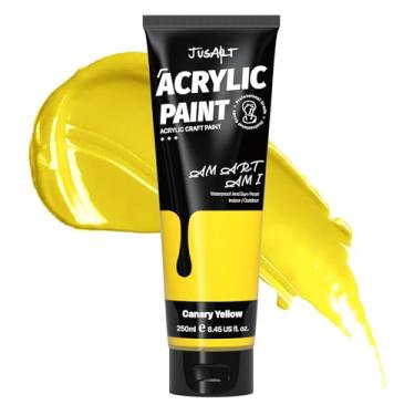 Imagem de JusArt Tinta acrílica tubos amarelo canário 250 ml (240 ml), tinta artesanal não tóxica, pigmento rico sem desbotamento para pintura em tela, madeira, tecido, argila, pedra, materiais de arte de