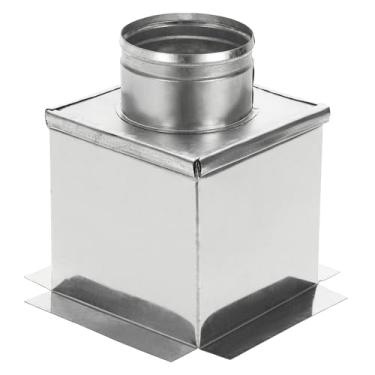 Imagem de PATIKIL Caixa de registro de teto reta HVAC, 15 x 15 x 10 cm, conector de ventilação de caixa de dutos de aço galvanizado para difusor de saída de ventilador de ar condicionado HVAC, serve para duto