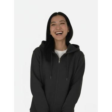 Imagem de Moletom Feminino Jaqueta Preta com Ziper e Capuz Blusa de Frio Inverno