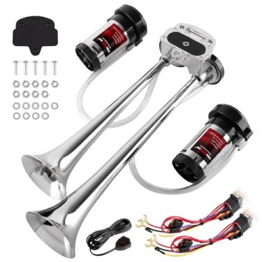 Imagem de Buzina de ar para kit de buzina de caminhão, dB ultra alto. A buzina de ar com dois compressores de ar de 120 PSI é adequada para pickup/motorhome/SUV/caminhão/trem 12V 150db e outros veículos