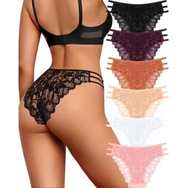 Imagem de Pacote de 6 roupas íntimas de biquíni sexy com cordão de renda READY T