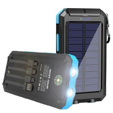 Imagem de Carregador solar Power Bank YELOMIN 20000mAh com 4 cabos