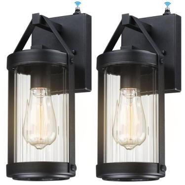 Imagem de Arandela de parede externa LONEDRUID Dusk to Dawn, pacote com 2