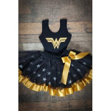 Imagem de Conjunto Fantasia Body Saia Tule Mulher Maravilha Adulto - Sinestesia,