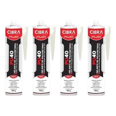 Imagem de kit 4 Cola Selante Adesivo Multiuso Flex Pu40 Preto 400g Cibra