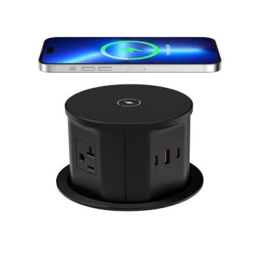 Imagem de Tomada pop-up de bancada ANNQUAN 20A com carregador sem fio de 15W