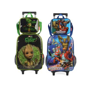 Imagem de Kit Mochila Rodas Lancheira Estojo Luxcel Guardiões IC38082