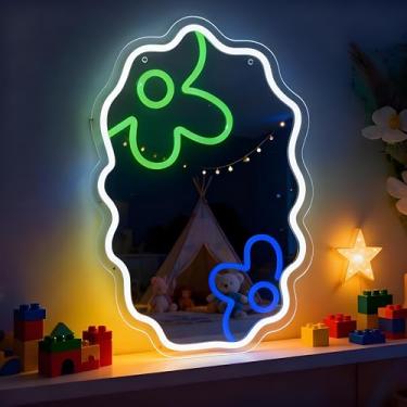 Imagem de Neonawall Neon Sign for Wall Decor Light Up Letters Mirror Led Sign Birthday Party Gifts Led Decorative Night Signs Room Decorations Supplies Girl Birthday Party Signs for Home Bedroom Dorm (Flower)