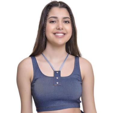Imagem de Top Strappy Alongado Teen Amofany Em Bengaline - AZUL - PP - AMOFANY T