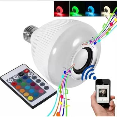 Imagem de Lampada Bluetooth Luz Rgb Música Caixinha Som Com Controle