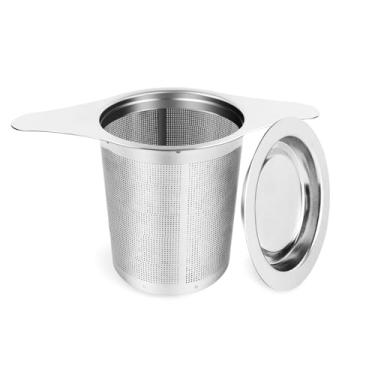 Imagem de Coador de infusor de chá, coador de chá de folhas soltas de aço inoxidável com orelhas duplas, malha fina para filtragem eficaz de folhas de chá, oferece uma ótima experiência de preparação de chá
