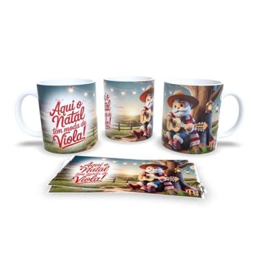 Imagem de Caneca de Natal com Papai Noel Surfista, Porcelana Branca, Tema Tropical, Decoração Praiana de Natal (2002)