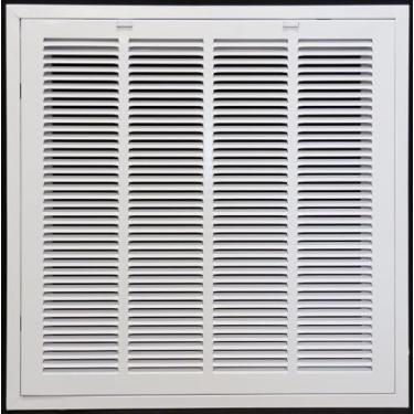 Imagem de HVAC Premium Grade de filtro de ar de retorno de aço 61.0 cm X 63.5 cm para filtro de 2.5 cm - Face/porta removível - Tampa de duto HVAC - Face plana estampada - Branco [Dimensões externas: 25 5/20.3