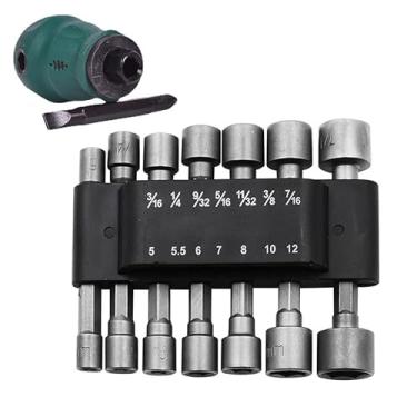 Imagem de TorSor Conjunto de 15 chaves de porca elétrica com haste sextavada de 1/10.2 cm, chave de fenda robusta e soquete SAE adaptador de porcas de parafuso para chave de impacto, chave de impacto sem fio