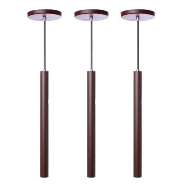 Imagem de Kit 3 Pendente Luminária Tubo Marrom 30 Cm - Iluminar Ambiente