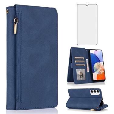 Imagem de Asuwish Capa carteira compatível com Samsung Galaxy A14/M14 5G, protetor de tela de vidro temperado e zíper retrô de couro, suporte para cartão, acessórios para celular para A 14 4 G, 14 A, 14 M, G5