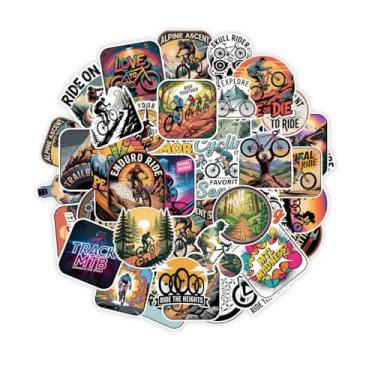Imagem de Pacote com 50 adesivos de mountain bike – Citações de equitação em trilha, adesivos retrô de ciclismo para motociclistas, amantes da natureza, vinil impermeável para capacete, carro, laptop, garrafa