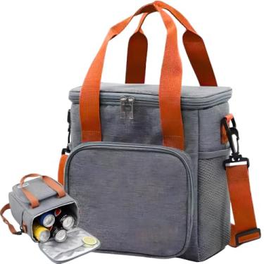 Imagem de Bolsa Térmica Lancheira Masculina Feminina Com Alça de Ombro para Marmita - Trabalho, Academia, Escola e Passeios Super Premium (Cinza)