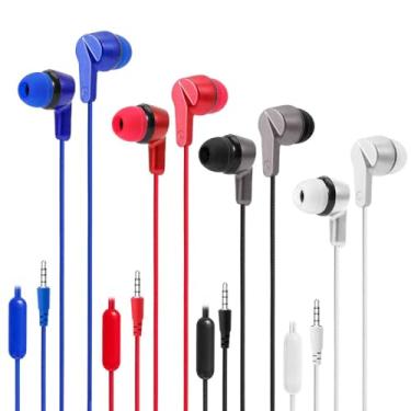 Imagem de Set Of 4 UrbanX R2 Wired in-Ear Headphones With Mic For Motorola Moto G Stylus 5G with Tangle-Free Cord, Noise Isolating Earphones, Deep Bass, in-ear Bud Silicone Tips
