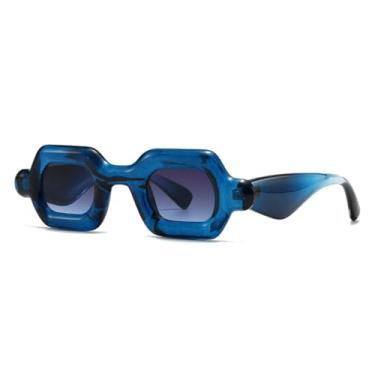 Imagem de VFDHN Óculos de sol punk feminino e masculino, armação degradê, óculos de sol luxuosos, praia (C4 azul, cinza e azul)