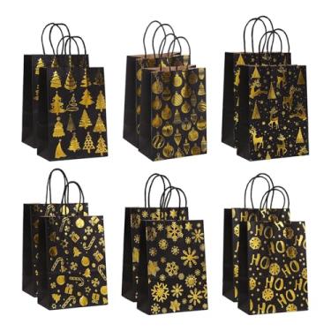 Imagem de Tachiuwa 12 Sacolas de Papel para Presente de Natal, Sacolas Portáteis para Doces E Lembrancinhas para O Natal