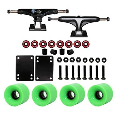 Imagem de Luzhengyang Conjunto de ferramentas de skate de caminhões e rolamentos ABEC-11 Kit de rolamentos de substituição de 12 cm para reparo de rolo de skate Longboard - Verde