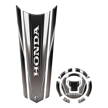 Imagem de Adesivo Resinado Protetor Tanque E Bocal Gravatona Honda Acima 2018 Cinza