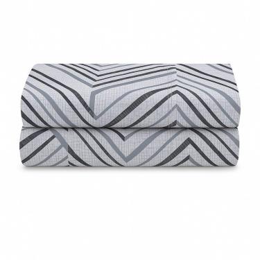Imagem de Lençol De Cima Avulso Luar Estampado Casal 01 Peça Malha 100% Algodão - Cinza Geométrico