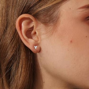 Imagem de 1 par de brincos femininos de zircônia cúbica de aço cirúrgico, prata/ouro, cartilagem, joias, zircão branco/verde, 6mm, Aço inoxidável, Sem pedra preciosa