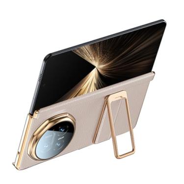 Imagem de FWYANZH Capa para Honor Magic V5, capa traseira de couro genuíno, alça de mão invisível, suporte com tudo incluído, dobradiça à prova de choque, rosa, V5