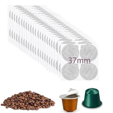 Imagem de 200 peças de tampas de alumínio de 37 mm, cápsulas de café para reutilização de selos, cápsulas de café, compatíveis com máquinas Nespresso Original Line, reutilize selos de cobertura de cápsulas de