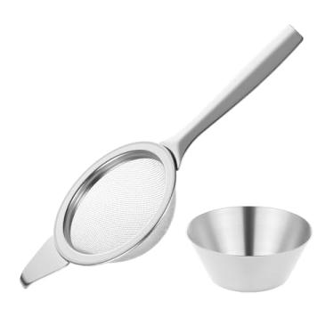 Imagem de Coador Matcha de 5,6 cm de malha fina pequena peneira de metal, peneira de chá, peneira pequena para filtro matcha com alça, mini peneira, aço inoxidável para chá solto e café, coquetel, prata